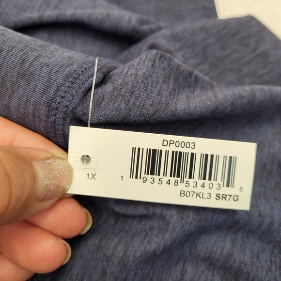 Core 10 Women's All Day Comfort 22" High-Waist Capri Yoga Legging Navy/Gray 1X - Picture 7 of 10